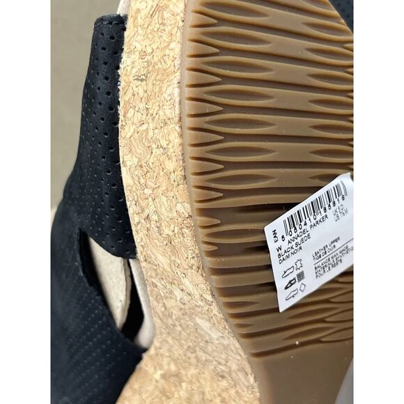 Clarks Women's Annadel Parker Black Suede Cork Wedge Platform Sandal Sz 7.5M New - Picture 11 of 16